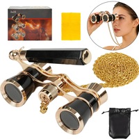 Baowor® Binoclu opera, binoclu teatru, binocluri De Opera De Teatru 3x25 lentile BK7 Cu Lant Mini Retro Pentru Teatru Concert Opera Si Curse De Cai Pentru Adulti Copii Negru