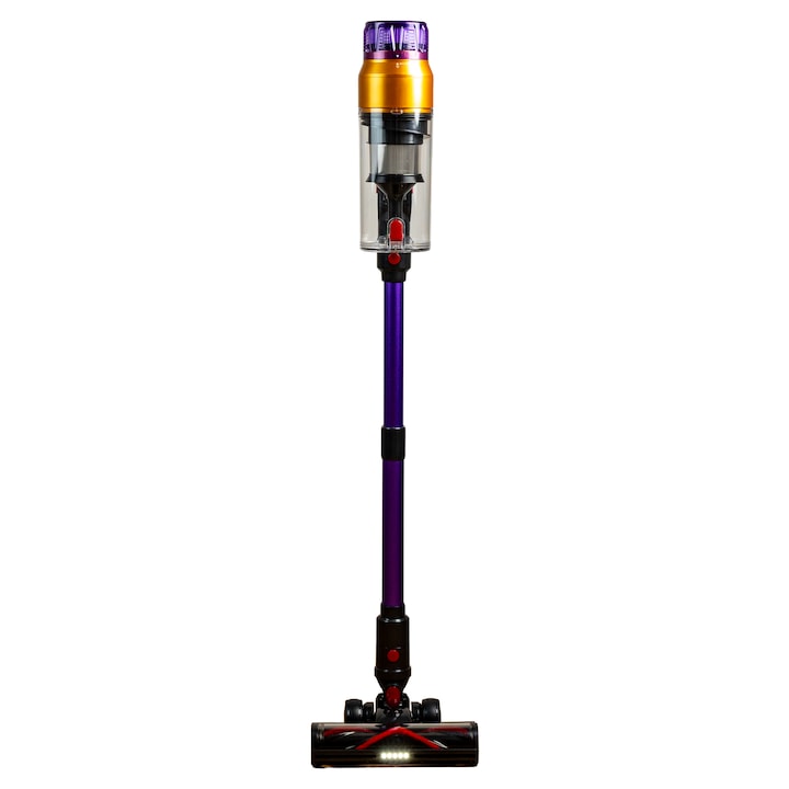 Прахосмукачка Zenkabeat XC400, Безжична, 2в1, 400W безчетков мотор, Батерия 17600 mAh, Li батерия 29.6V, Автономност до 50 мин, Вертикална или ръчна, Разтегателна тръба, LED четка, Контейнер за прах 0.8 л, 30kPa, HEPA филтър, Черен/Виолетов