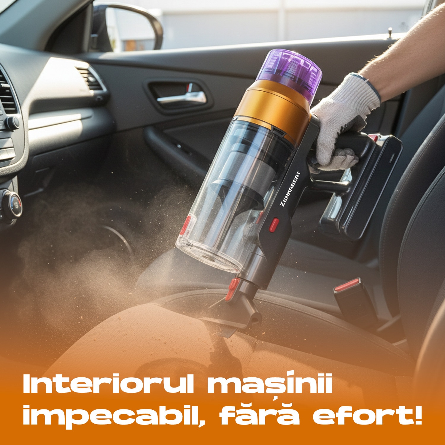 Aspirator vertical fara fir Zenkabeat XC400, 2in1: 400W Brushless, Baterie 17600 Mah, acumulator Li 29.6V, autonomie pana la 50 min, aspirator vertical sau de mana, Tub extensibil, Perie Led, rezervor praf 0.8 l, 30kPa, filtru HEPA, Negru/Violet