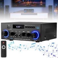 Amplificator Audio cu Telecomanda, Bedee, AK50, HIFI, 400W x 2, Bluetooth 5.0, Suport Intrare USB/SD/AUX, Plug and Play, Radio FM, Karaoke, Interior/Exterior, Control Bass si Treble, pentru Masina si Casa, Negru
