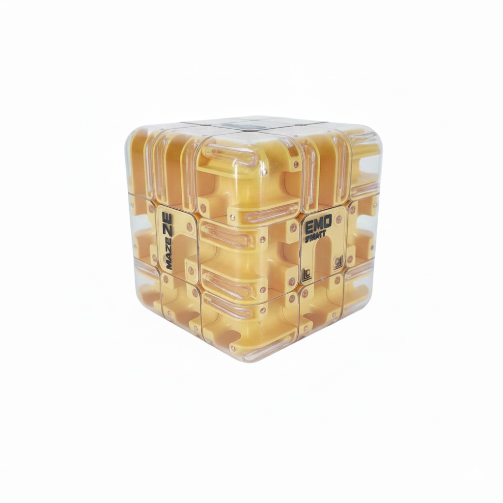 Cub Logic 3D cu Labirint si Bila Metalica, Joc de Inteligenta Tip