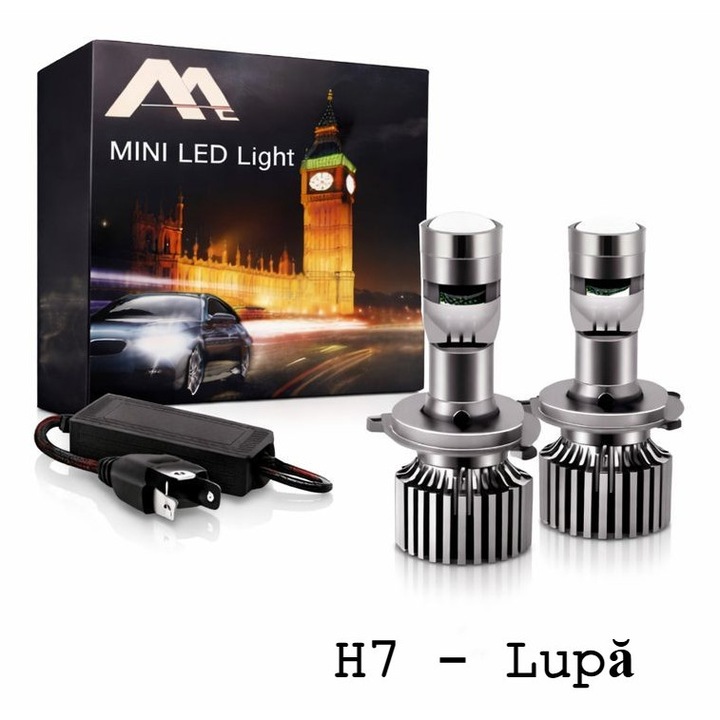 Set 2 Becuri Auto LED H7 MILARIS, 130W, 13000lm, Alb rece 6000K