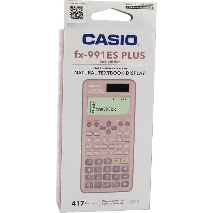 Научен калкулатор Casio FX-991ES PLUS, 2-редов, соларно захранване, 77x162x11мм