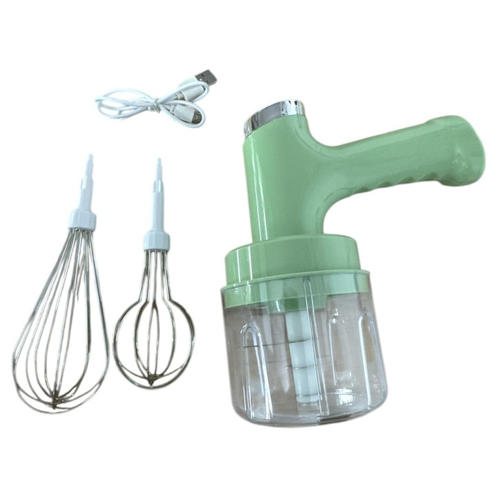 Mini mixer electric 3-in-1, 30W, 250ml, compact, alb