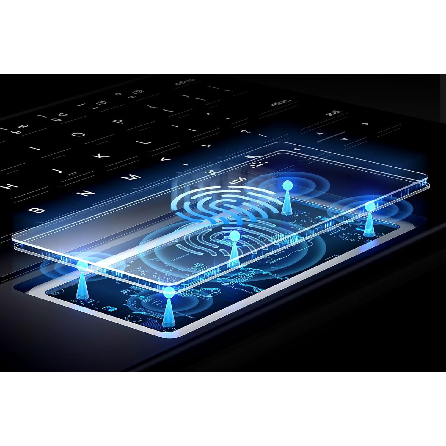 Husa cu tastatura iluminata pentru iPad Air 11 si Pro 11, 500 mAh, 7 culori, 0.57" grosime, negru