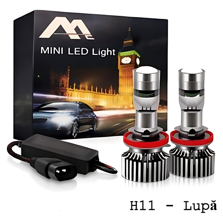 Set 2 Becuri Auto LED H11 MILARIS, 130W, 13000lm, Alb Rece, Plug and Play