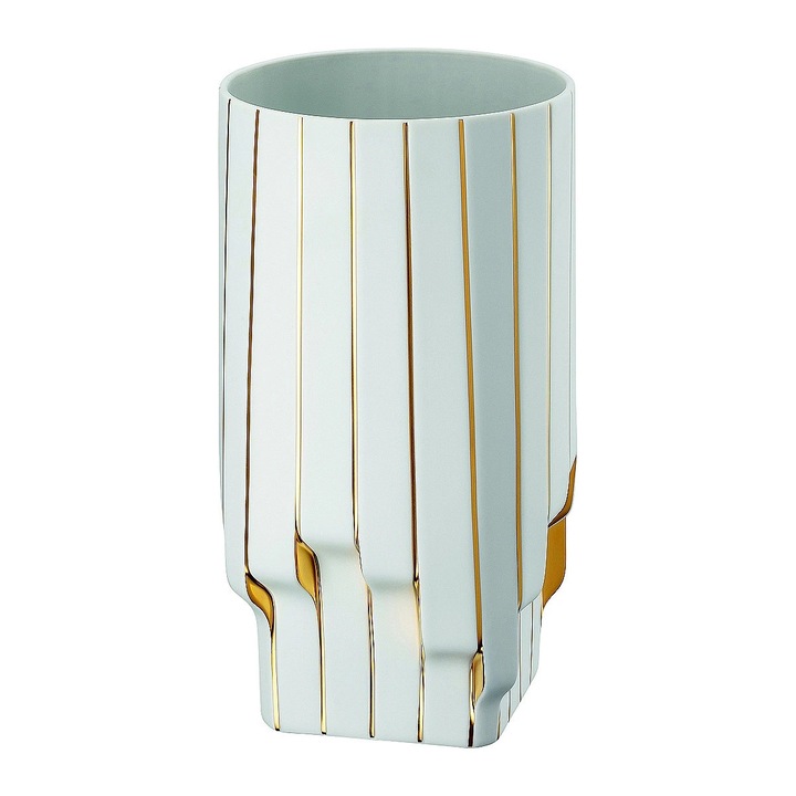 Rosenthal Zaha Hadid díszváza, 30 cm, fehér-arany, 16,7x16,5x30cm