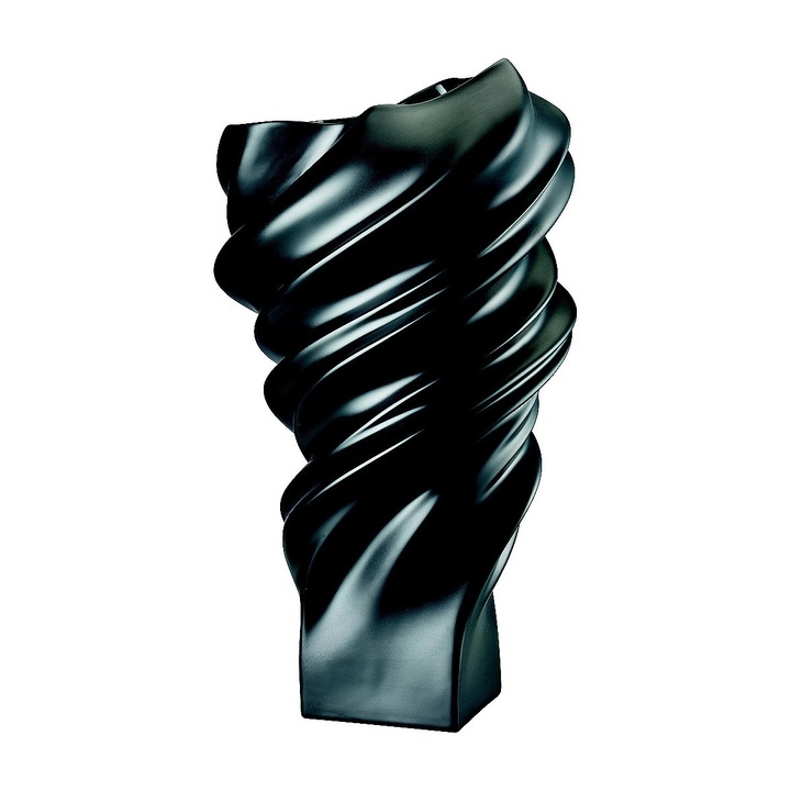 Dekoratív váza, Rosenthal, Squall modell, matt fekete, 19,9x19,2x35,2cm, 2,2kg