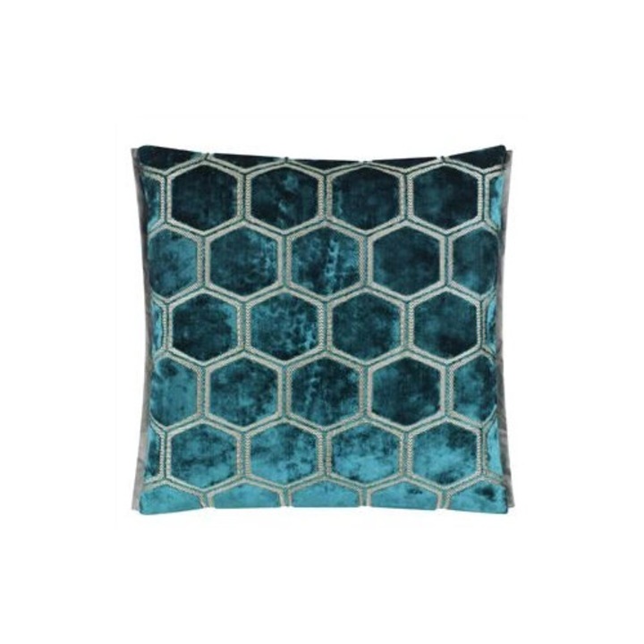 Díszpárna DESIGNERS GUILD MANIPUR 43x43cm, azúrkék, 50% poliészter, 45% viszkóz