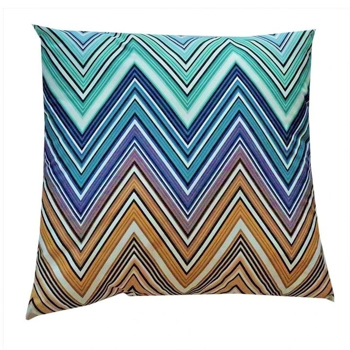 Perna decorativa MISSONI HOME, 40x40cm, turcoaz, 100% bumbac, umplutura 100% poliester