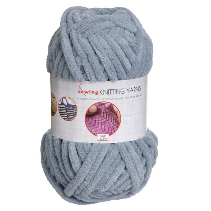 Fir de tricotat, Shopiens, acril, bleu gri, 50g, 32.5m