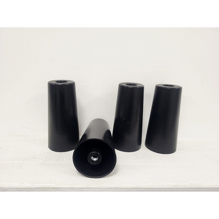 Set 4 picioare conice, plastic 60×120 mm, Negru
