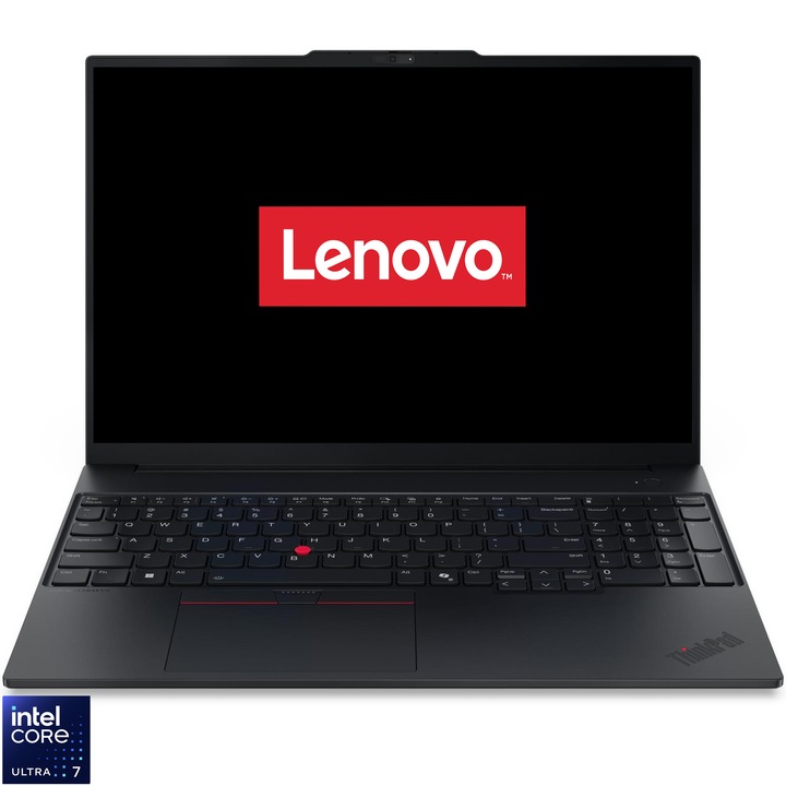 Laptop Lenovo ThinkPad E16 Gen 3 cu procesor Intel® Core™ Ultra 7 255H pana la 5.1GHz, 16" WUXGA, IPS, 32GB DDR5 RAM, 1TB SSD, Intel® Arc™ 140T GPU, No OS, Black, 3y on-site Premium Care