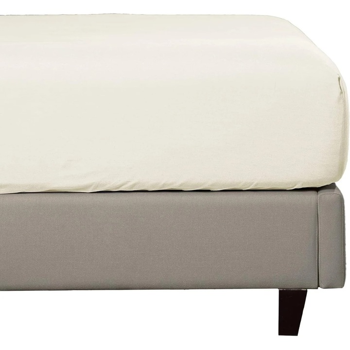 Cearsaf cu elastic Sleep Mantra, poliester/bumbac, fildes, 200 x 200 x 30 cm