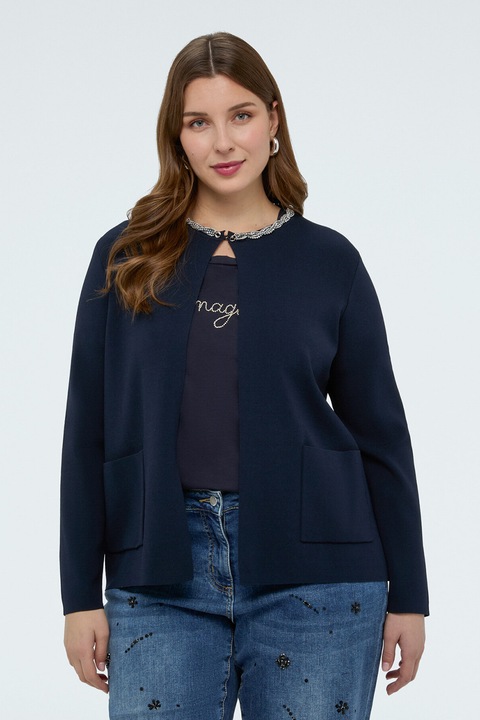 Fiorella Rubino, Cardigan cu buzunare aplicate, Bleumarin