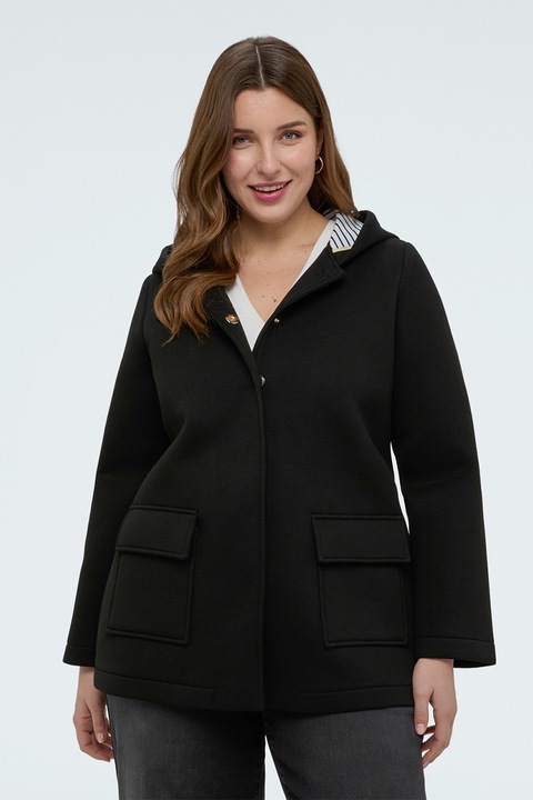 Fiorella Rubino, Jacheta cu buzunare cu clapa si gluga, Negru