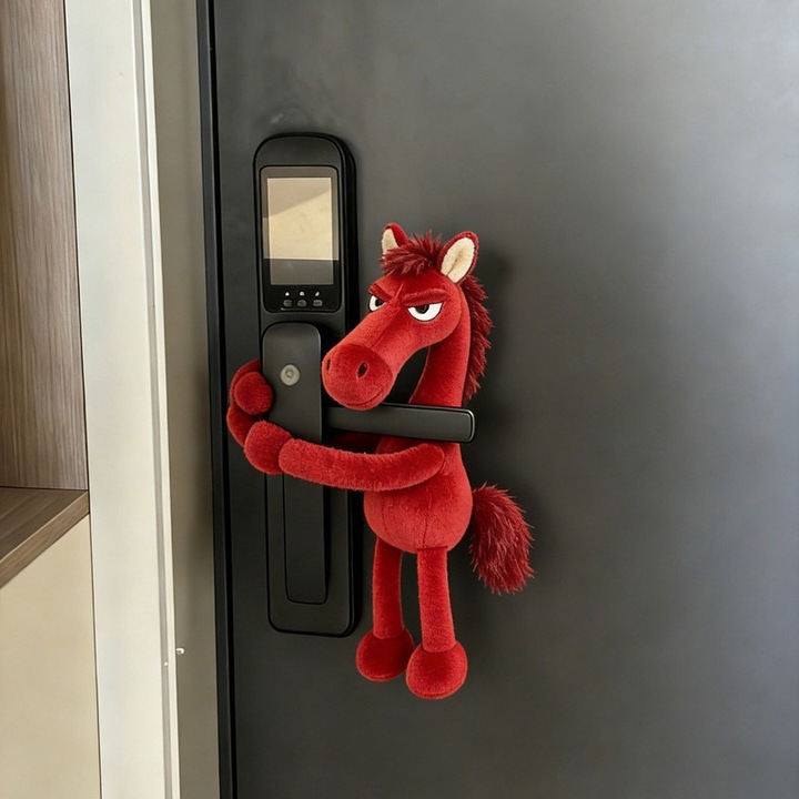 Breloc de plus cu mascota de cal – Breloc de cal in stil cool cu o poza incapatanata