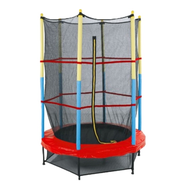 Trambulin biztonsági hálóval, 139cm átmérőjű, 182cm magas, gyerekeknek, kültéri használatra