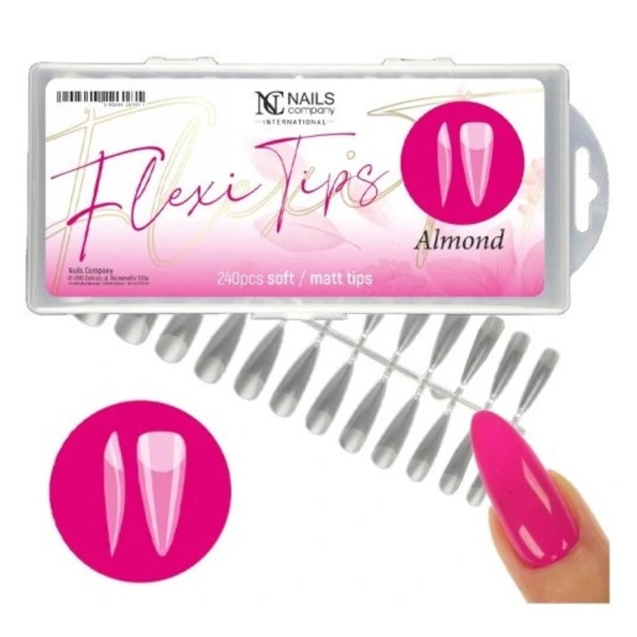 Tipsuri pentru unghii Flexi Tipsy Clear, Nails Company, 240 bucati, 12 dimensiuni