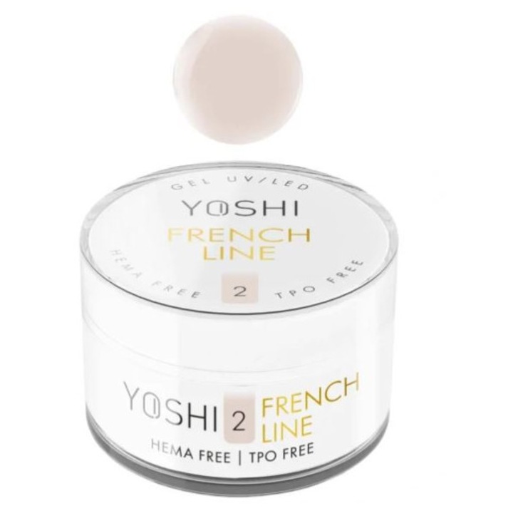 Gel UV LED Yoshi French Line No 2 50 ml, consistenta medie, rezistent, pentru manichiura French