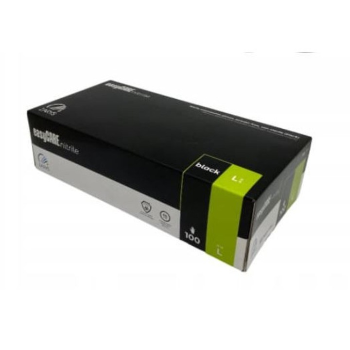 Manusi de unica folosinta, EASYCARE, nitril, negre, L, set 100 bucati