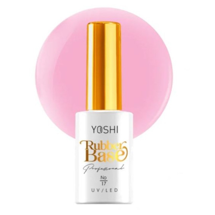 Baza Rubber Yoshi UV Hybrid No17, roz pastel, 10 ml, pentru unghii fragile