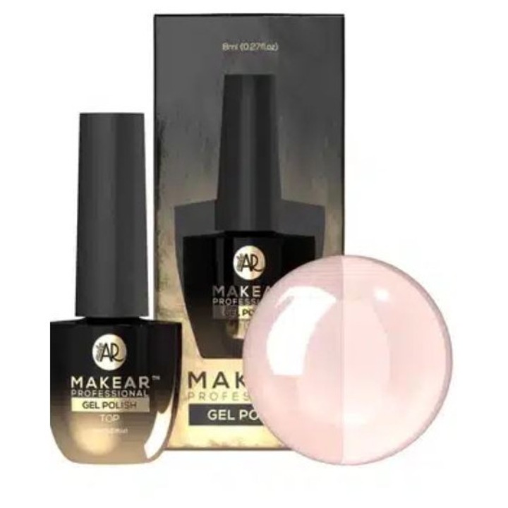 Oja Makear Top No Wipe Milky Nude 8ml, poltransparenta, rezistenta la zgarieturi, fara strat de dispersie