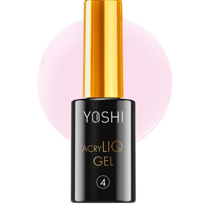 Gel acrilic Yoshi UV No4, 10 ml, roz, formula fluida, auto-nivelanta