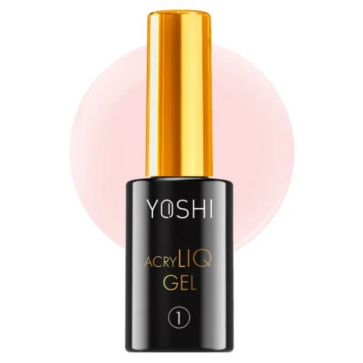 Gel acrilic Yoshi AcryLIQ No1 10 ml, roz delicat, formula fluida, auto-nivelanta