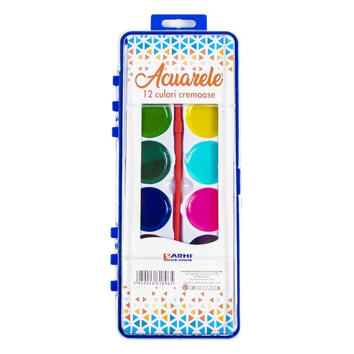 Acuarele cremoase 12 culori, set 5 bucati