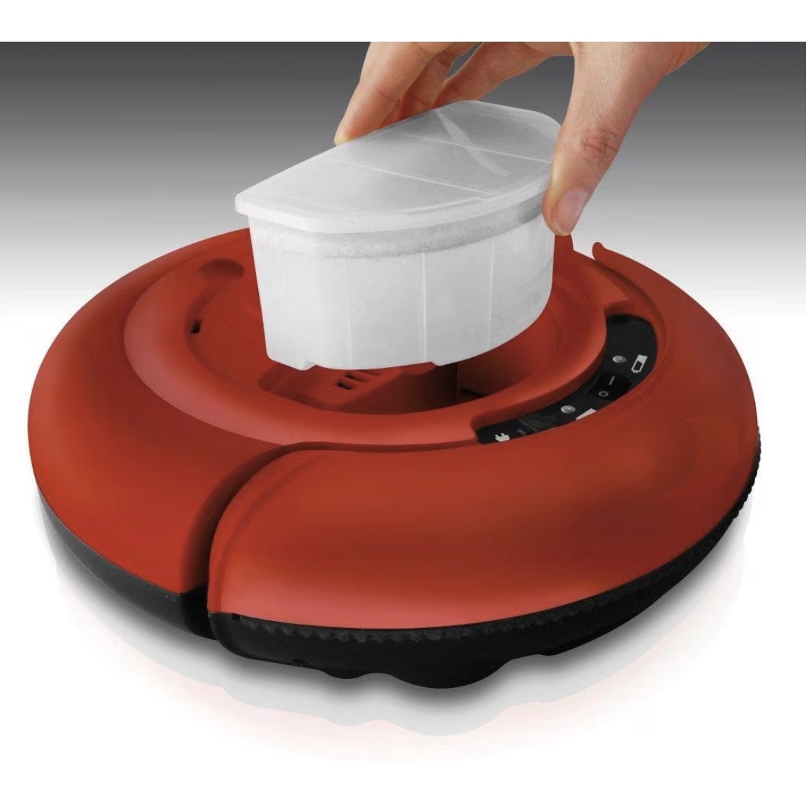 Robot Aspirare, TIRAVIS® TAURUS, Striker Mini Cu Aspirare Si Stergere Podele, Acumulator 14.4V, Design Compact 26,5 Cm, Autonomie 75 Minute, Incarcare 4 Ore, Senzori Anti-Coliziune Si Anti-Cadere, Ideal Pentru Spatii Mici, Rosu/Negru