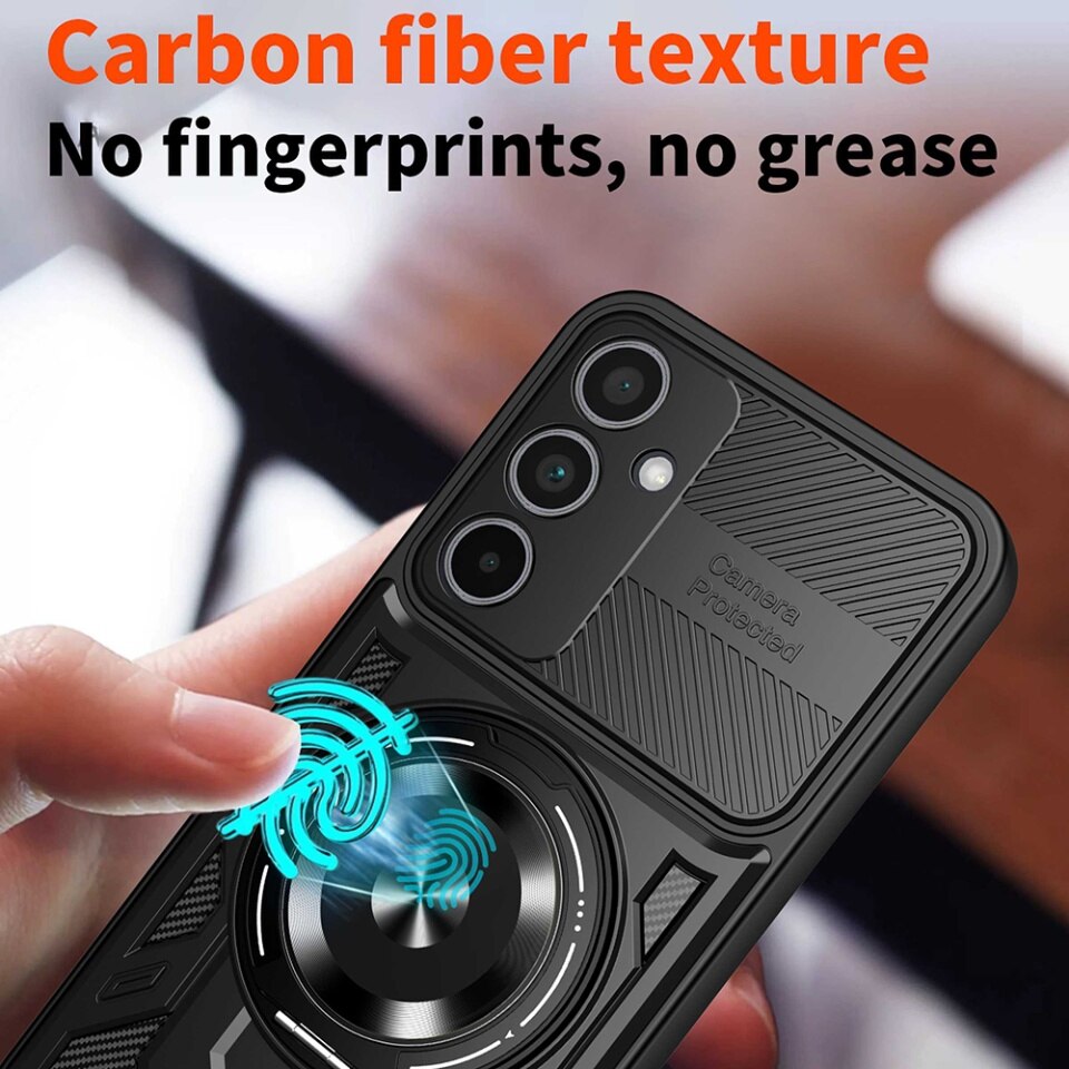 Husa pentru Samsung Galaxy A57 5G, SKYDDAR INNOVATION, RuggedCam, Inel magnetic, set cu sticker, Gri