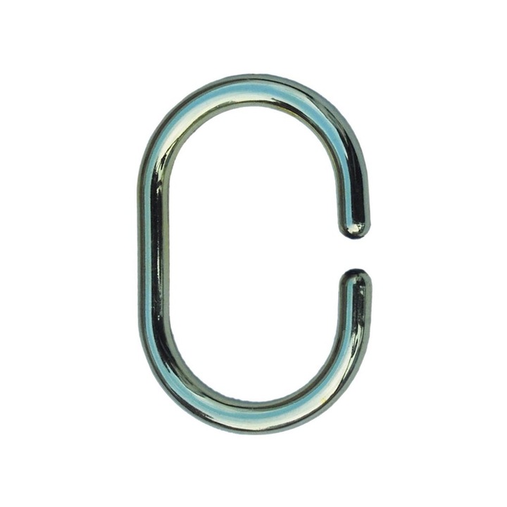 Inele perdea dus Sensea, plastic, crom, set 12 bucati