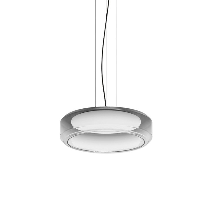 Lustra suspendată Ideal Lux TOPICO 333045, sticlă fumurie și albă, negru, D 450 x H 2300 mm, LED 28W inclus