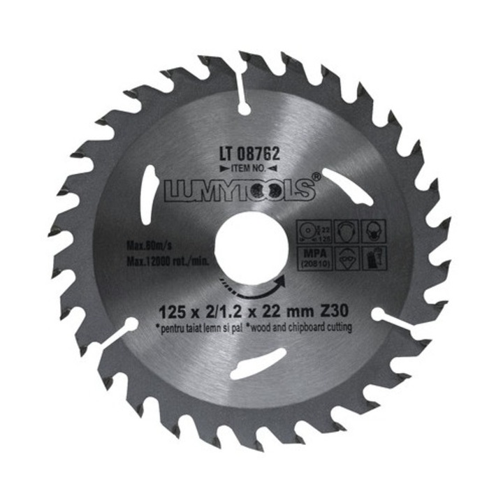 Disc debitare lemn & PAL Lumy Tools Ø125x2/1, 2x22 mm, 30 dinti