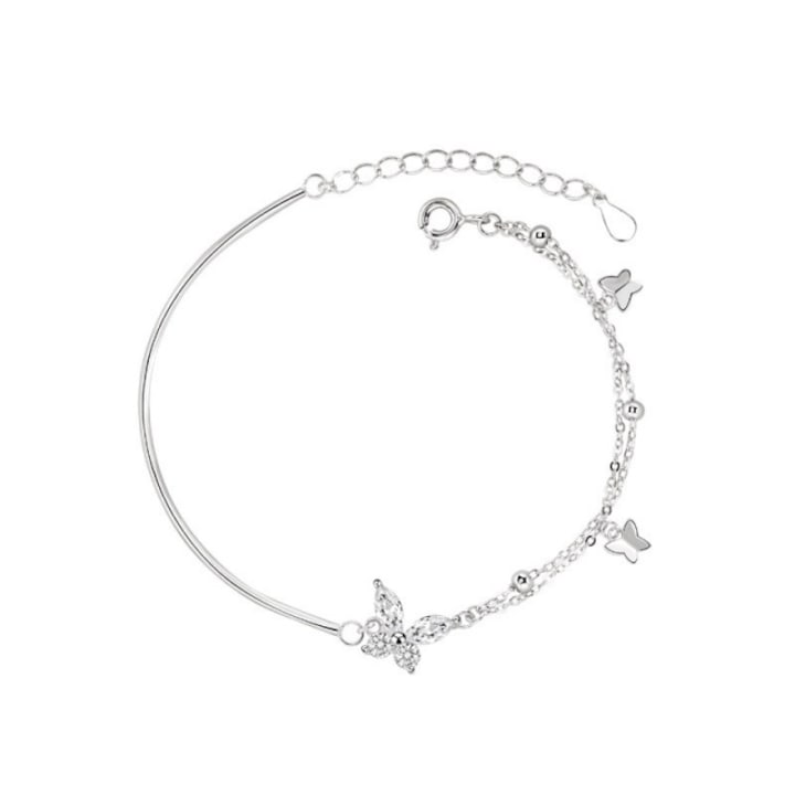 Bratara din argint 925, design elegant, argintie, 16-20cm ajustabila