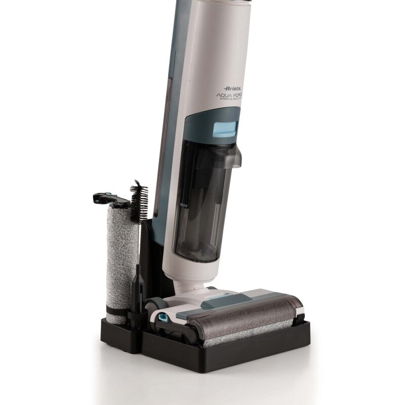 Aspirator vertical Ariete Aqua Force Wash & Vacuum 2483/00, 220 W, 500 ml, Autonomie pana la 35 min, Autocuratare, Alb