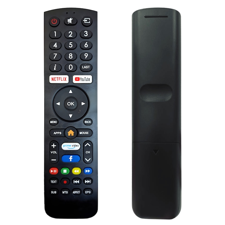 Telecomanda TV Universala compatibila cu Smart TV LCD, LED, VORTEX, AKAI, ORION, STARLIGHT, VISION TOUCH, HORIZON, NEI, AKIRA, BLAUPUNKT, EVEREST, HYUNDAI, Configurare automata, Baterii 2 x AAA