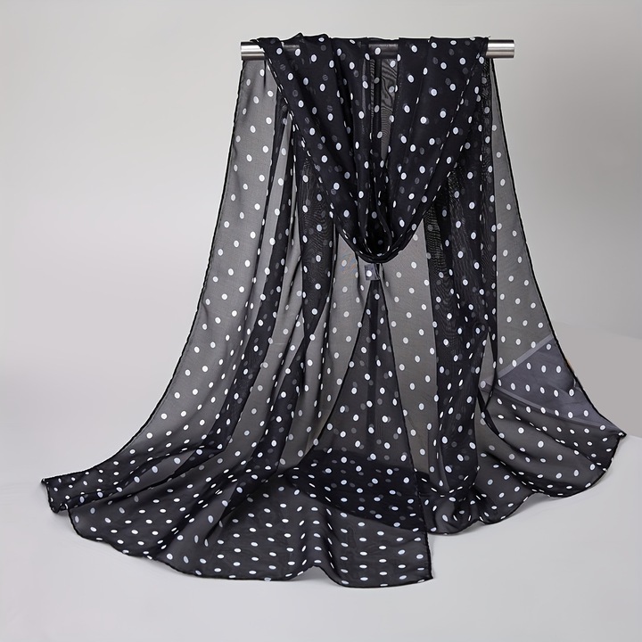 Esarfa Dama, Design Chic, 150 x 50 cm, Negru