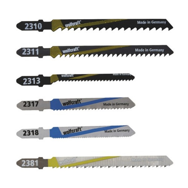 Set panze fierastrau pendular Wolfcraft 10 piese, prindere T (6 tipuri)