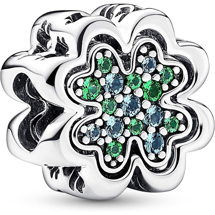 Charm Dama PANDORA Talisman Patru Foi de Trifoi Argint Sterling 925, Include Carcasa