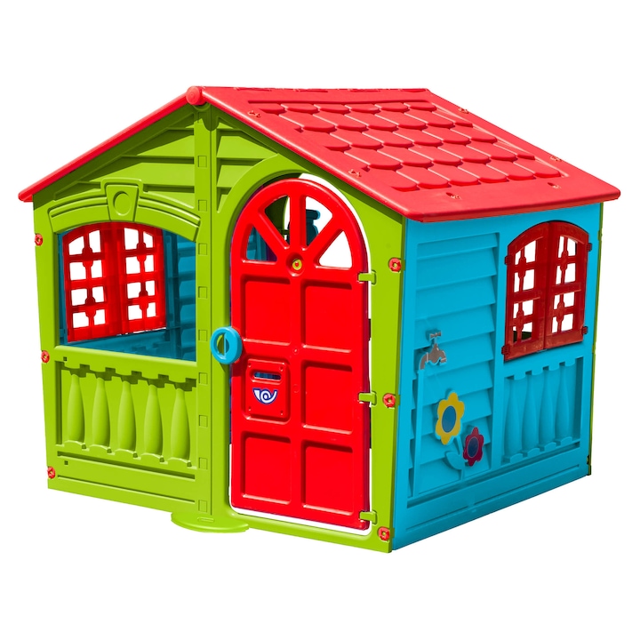 Casuta de joaca pentru copii XXL, plastic, multicolor, 140x111x115cm