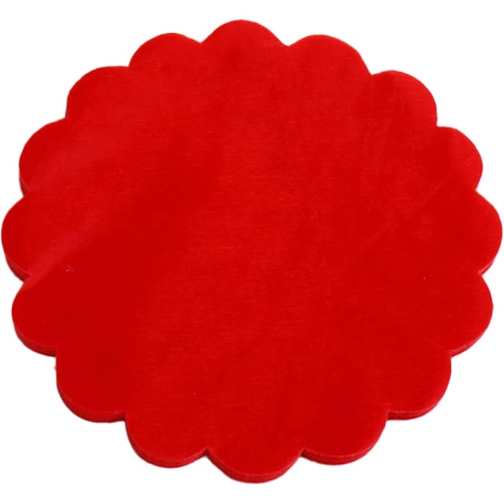 Set 50 Discuri Tulle Organza iKesoce, Diametru 23 cm, Margine Ondulata, Culoare Rosu, Ideal pentru Marturii Nunta, Botez, Absolvire, Confetti si Bijuterii