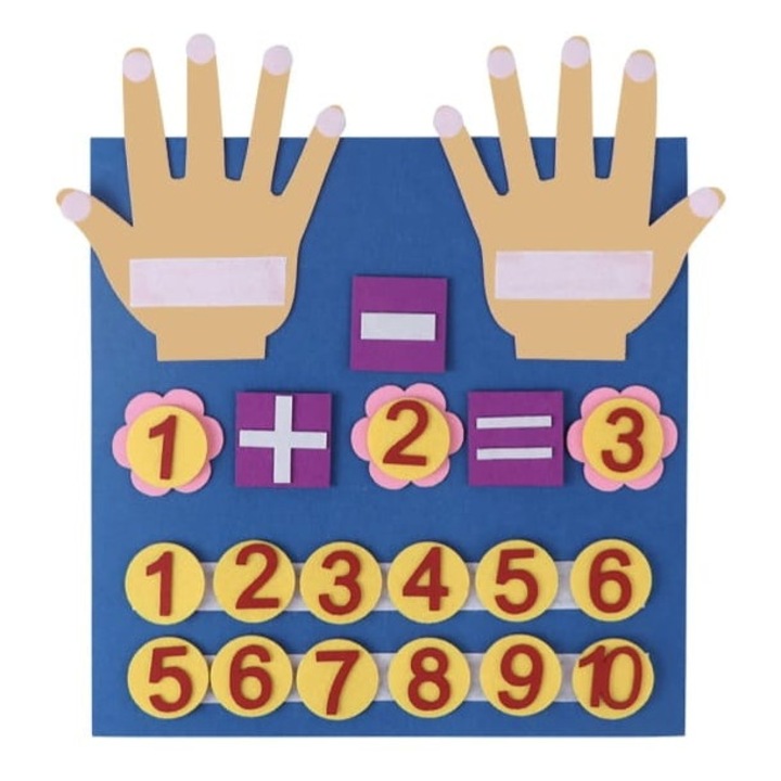 Joc educativ MASHASHOP, numărat pe degete din fetru, piese detasabile cu arici, albastru, 3 ani+