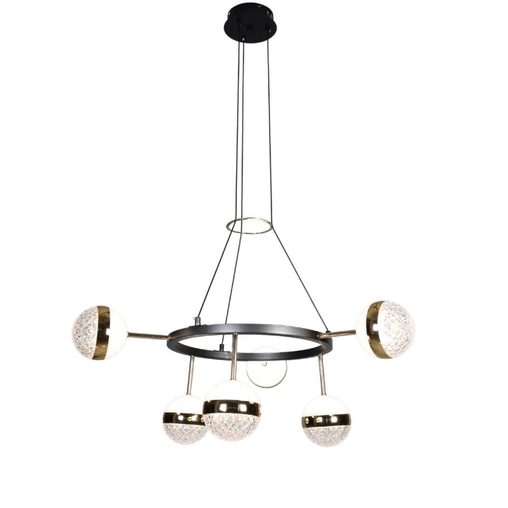 Lustă LED Delight Elianna negru + auriu, 92W, 580x800mm