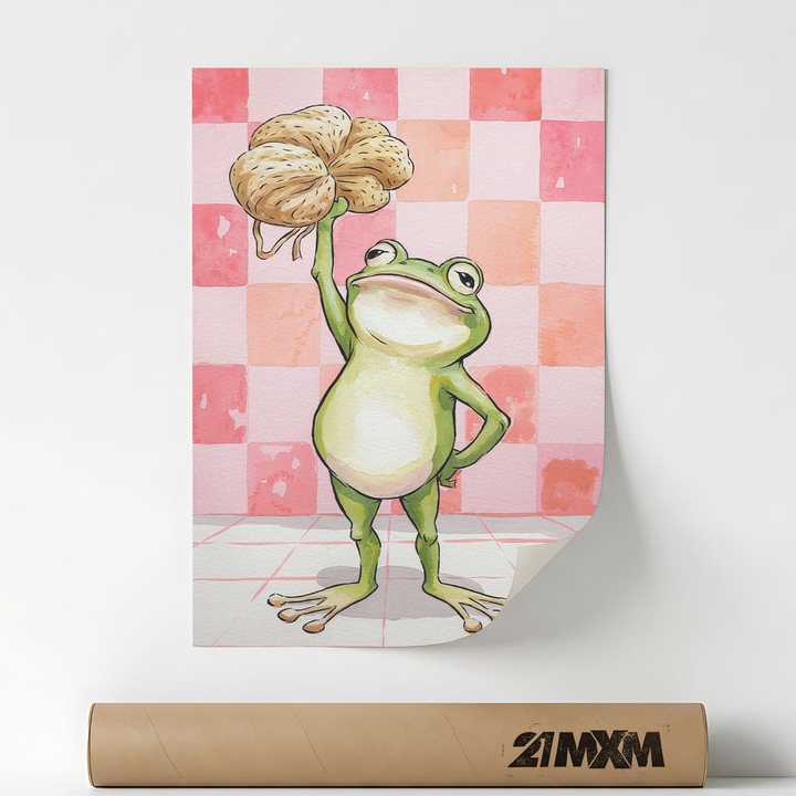 Декоративен постер, за баня, Жаба, A3 (29.7 x 42 см), Без рамка