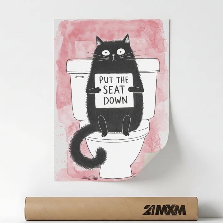 Poster 'Put The Seat Down' Pe Panza Mata – Design Minimalist, 30 x 40 cm, Fara Rama