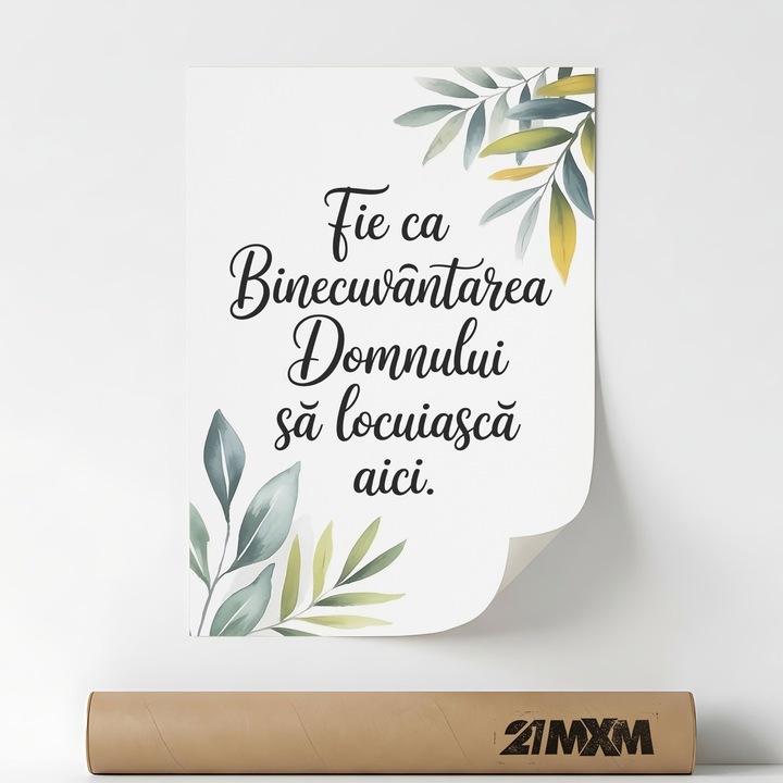 Poster 'Binecuvantarea Domnului Sa Locuiasca Aici' Pe Panza Mata – Design Minimalist, 30 x 40 cm, Fara Rama