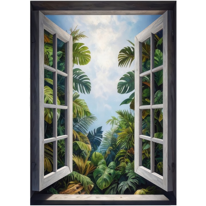 Autocolant Pentru Perete Si Usi, Wallfluent, Vedere exotica, Verde, 72x100 cm, Modern Si Elegant, Finisaj Mat, 010120204300000286558