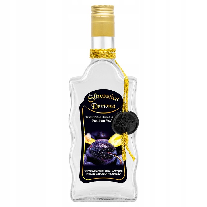 Декоративна бутилка Fala 500ml, Bimberek, с капачка, декоративна връв, етикет Sliwowica